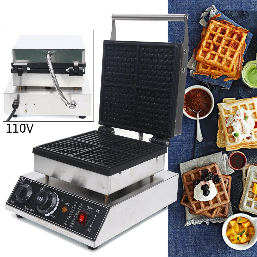 4Pcs Nonstick Electric Belgian Waffle Maker Machine S6451