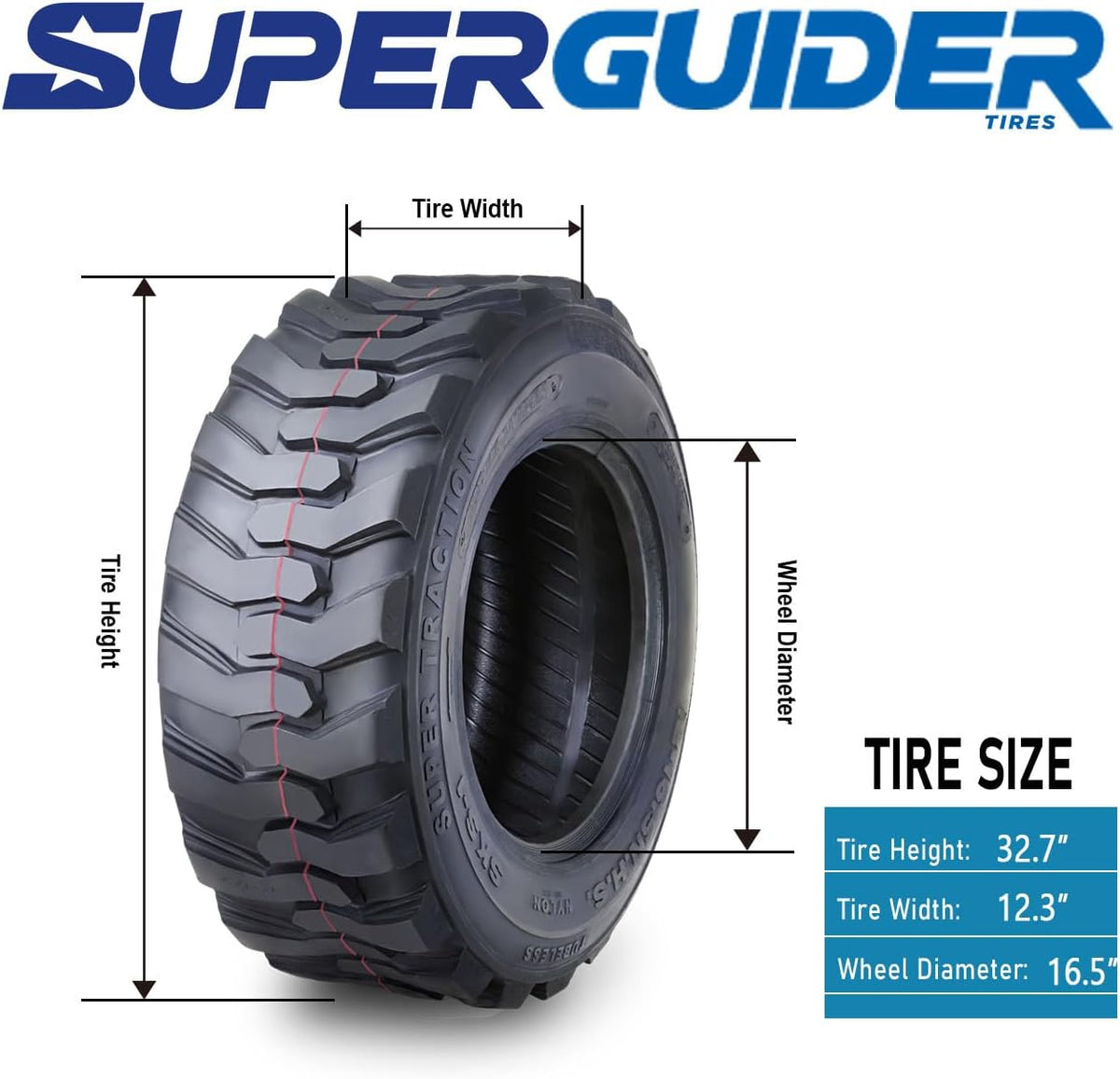 12-16.5 12 Ply Skid Steer Tire with Rim Guard O60638