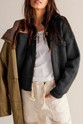 Solid Color Mandarin Collar Outerwear Q916491