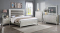 6pc Queen Size Upholstery LED Bed Dresser Mirror Nightstand Chest Wooden Bedroom Furniture Set M6734