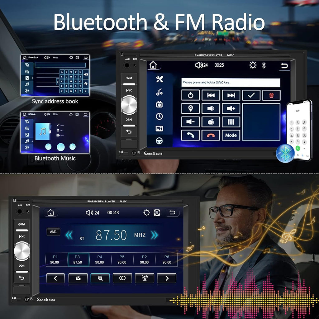 6.2" Touch Screen Car Stereo with Carplay Android Auto Bluetooth Backup Camera H940