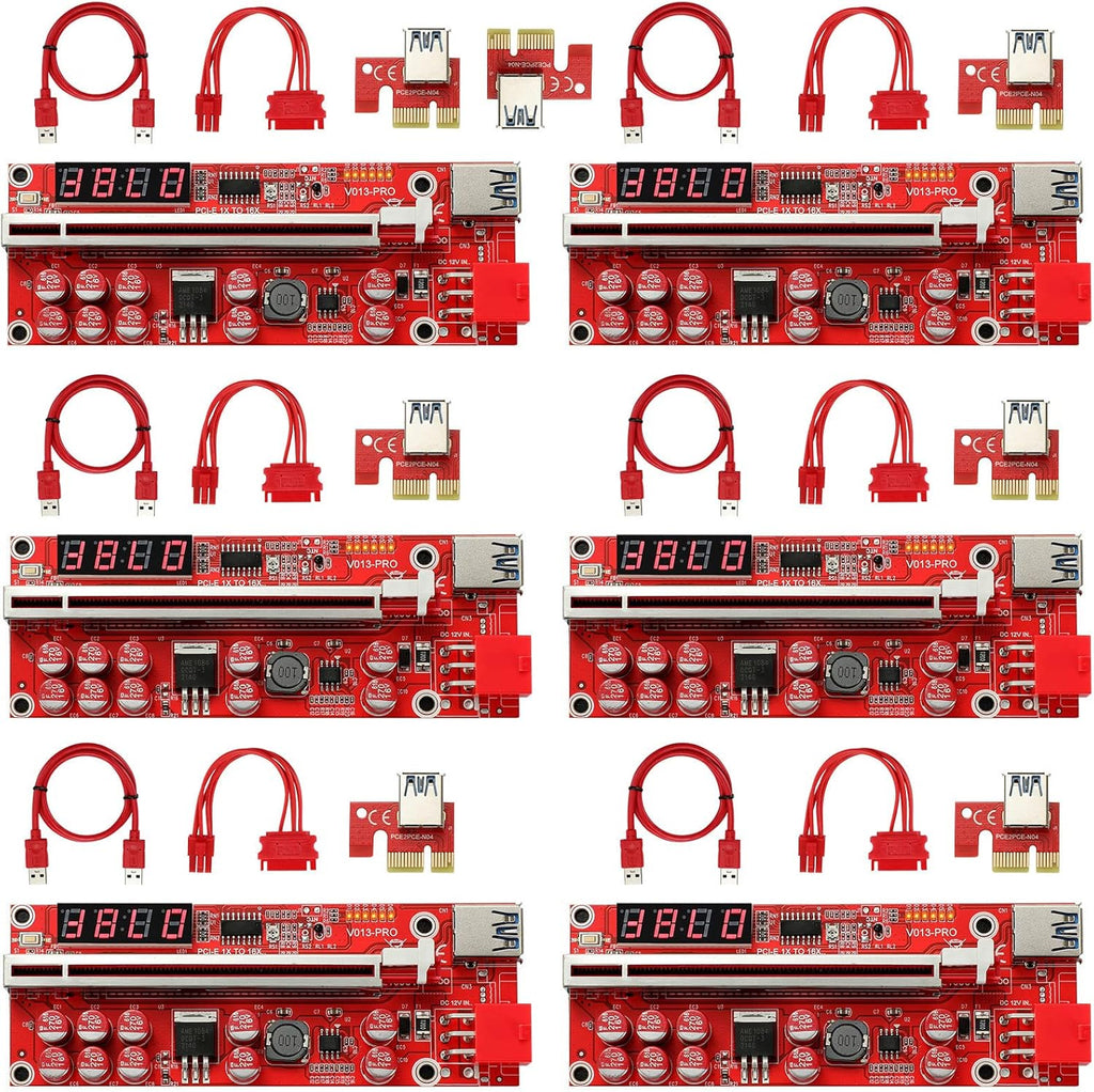 2 Pack PCIE Riser 1X to 16X Graphics Extension Adapter Card with USB 3.0 Cable B340715