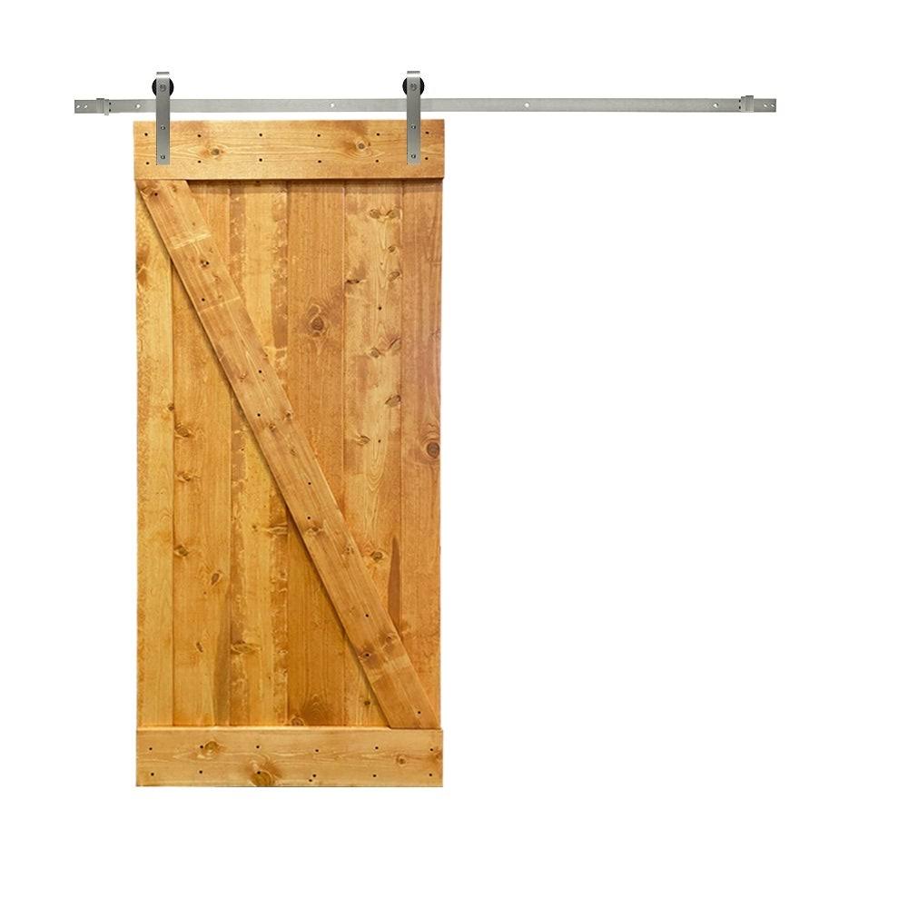 Weather Oak Stained Wood Interior Sliding Barn Door with Hardware Kit J38939