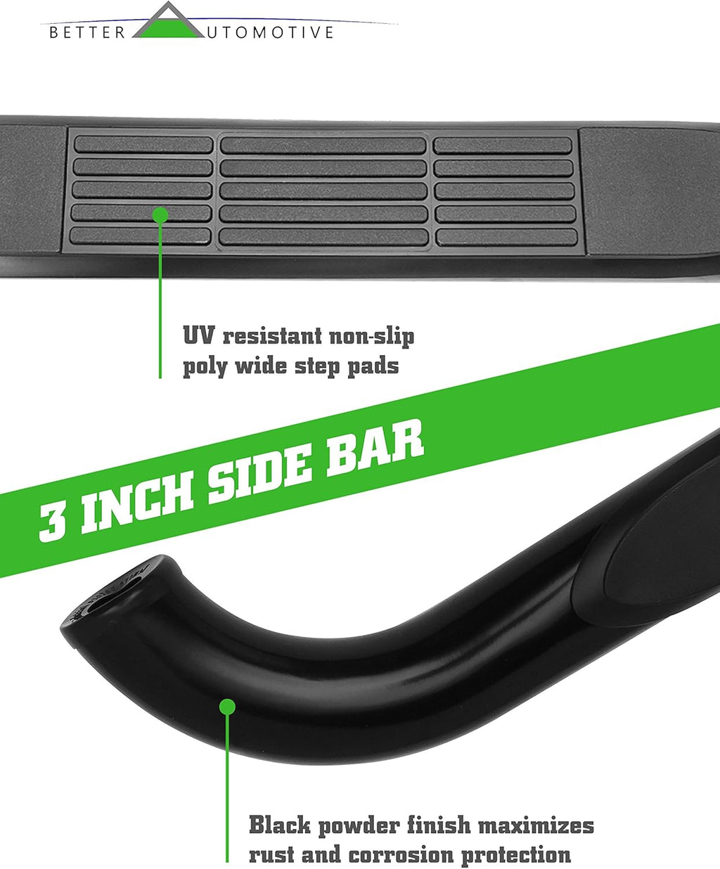 Black Side Steps Running Boards for Truck Pickup E2049