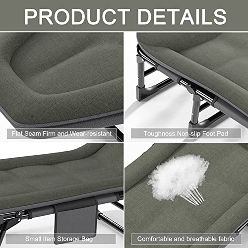 3 in 1 Folding Camping Cot Bed, 5 Positions Adjustable Patio Chaise Lounge Chair W3550