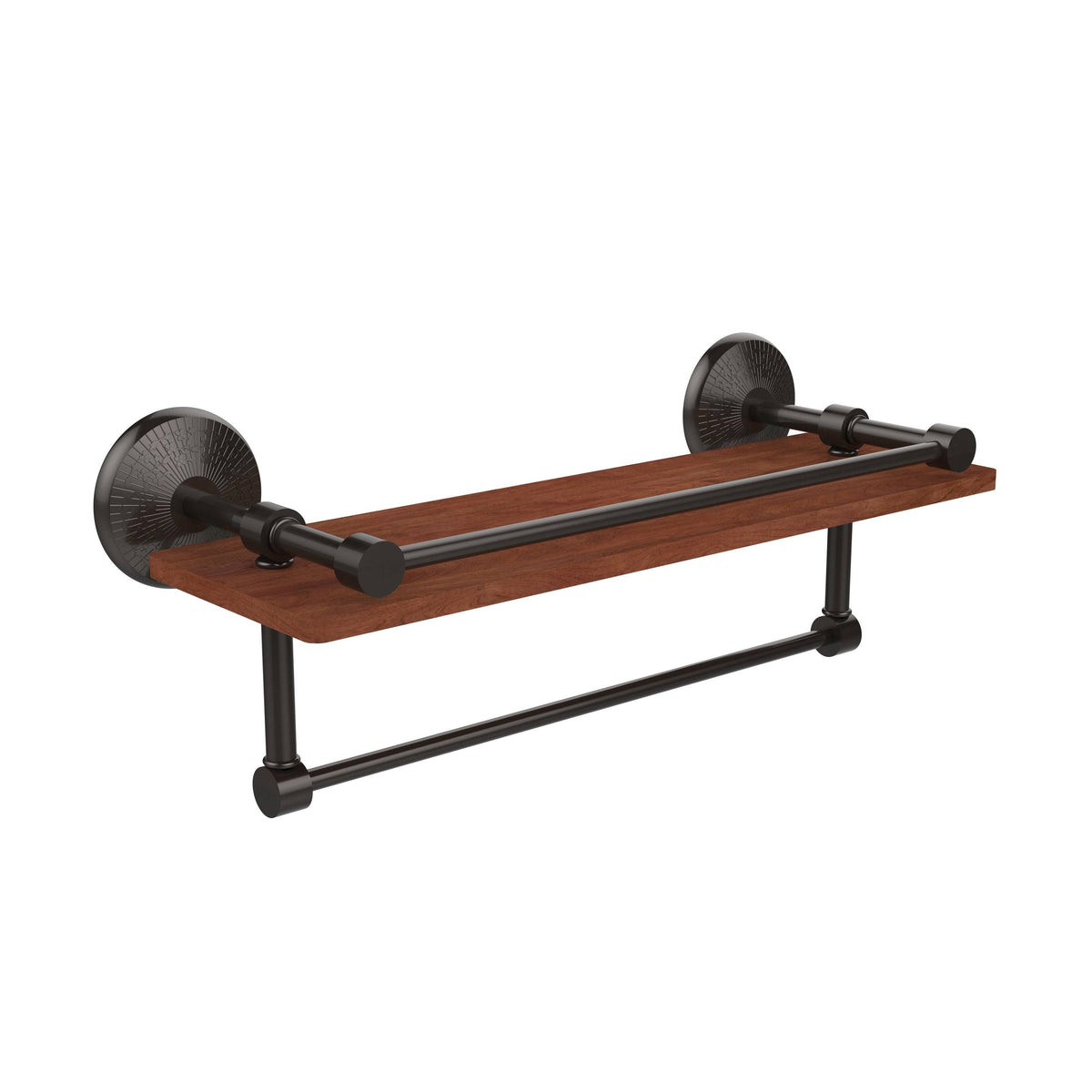 16 inch Ironwood Shelf with Gallery Rail and Towel Bar D97185