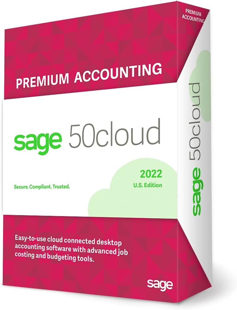 Sage 50cloud Premium Accounting 2022 U.S. 2-User One Year Subscription Cloud Connected Accounting Software R8412