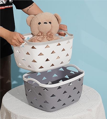 White Plastic Basket with Handles (3, Small) J838209