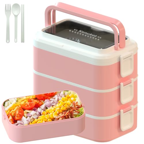 3000ML 3 Layers Leakproof Microwave Safe Bento Box with Utensil Set E637801
