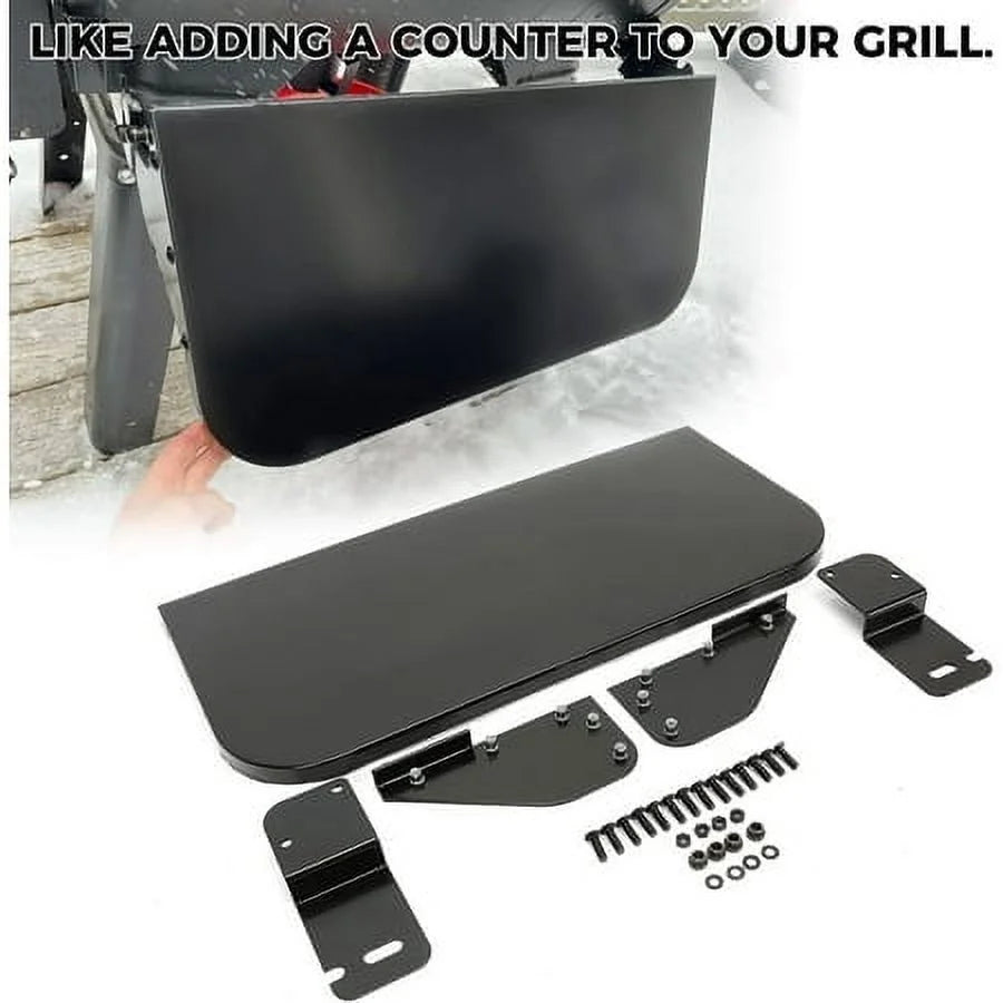 Black Folding Shelf Pellet Grill Front Shelf Powder Coated Steel R5557