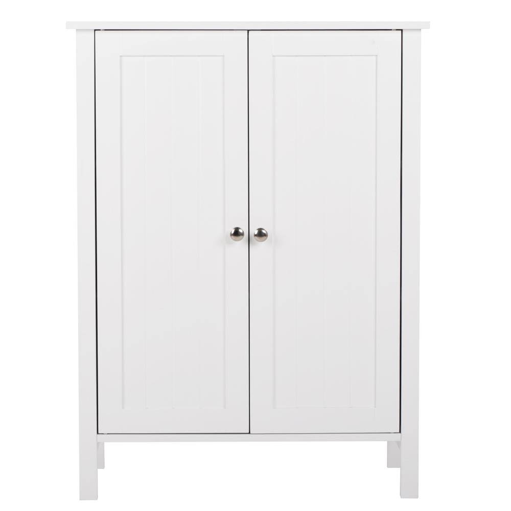 White Free Standing Bathroom Floor Cabinet with Double Doors and Adjustable Shelf M52944