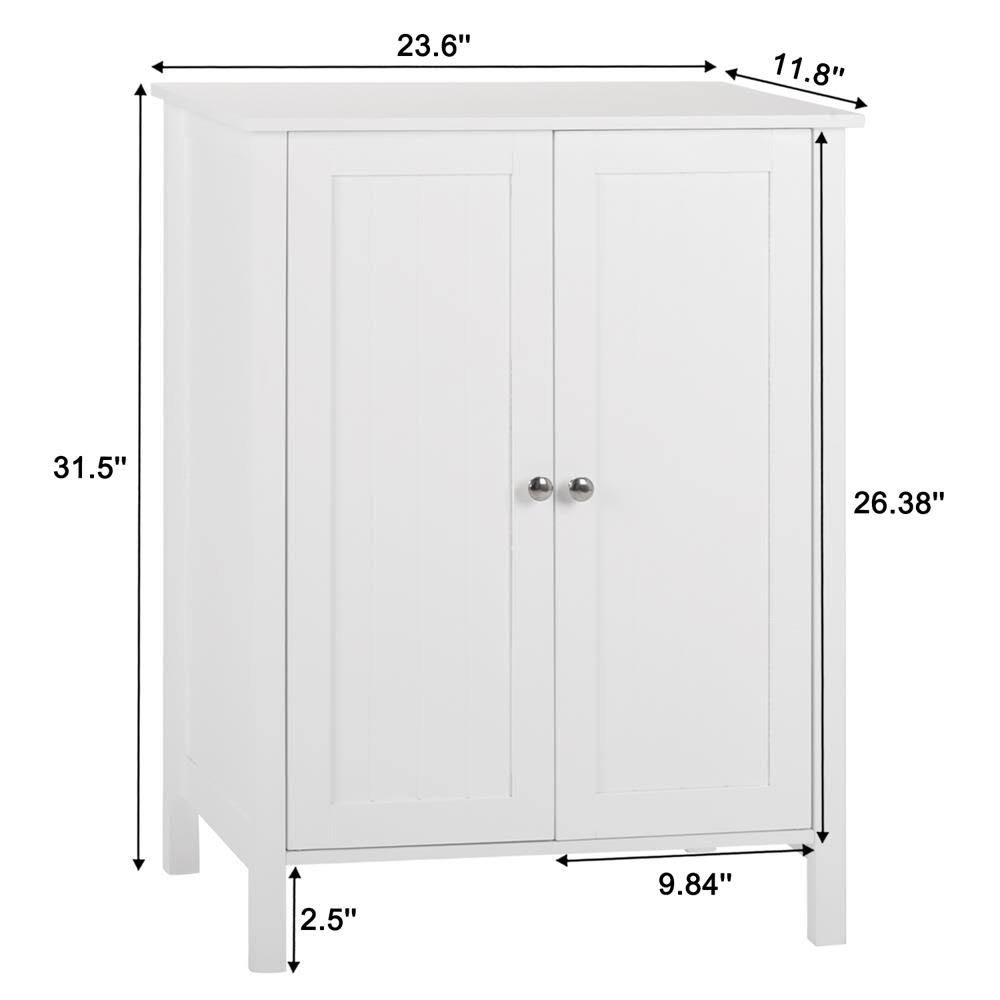 White Free Standing Bathroom Floor Cabinet with Double Doors and Adjustable Shelf M52944