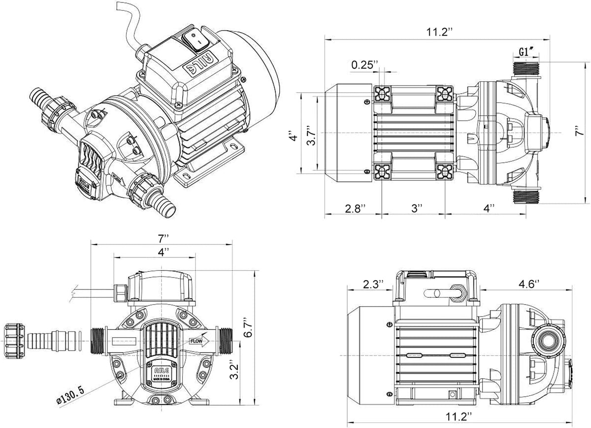 Industrial Water Pressure Pump, 9.2 GPM, 115VAC, 23PSI, 370W Q88648