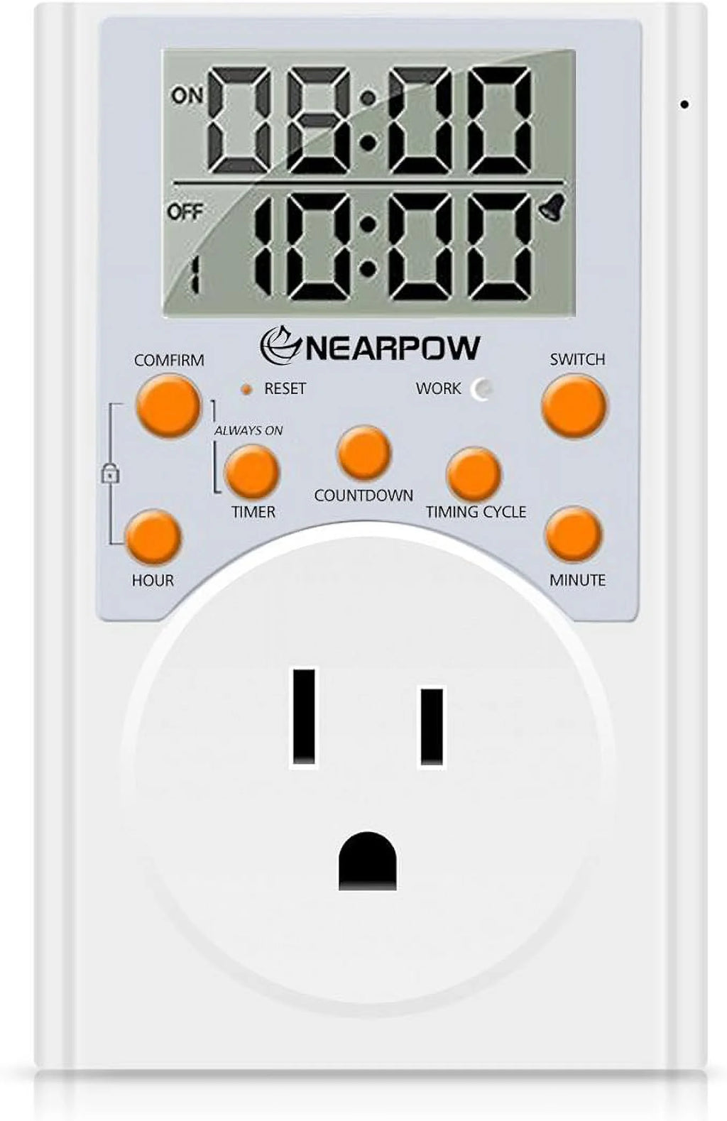 Programmable Digital Timer Switch with 3-Prong Outlet, 15A/1800W N6290