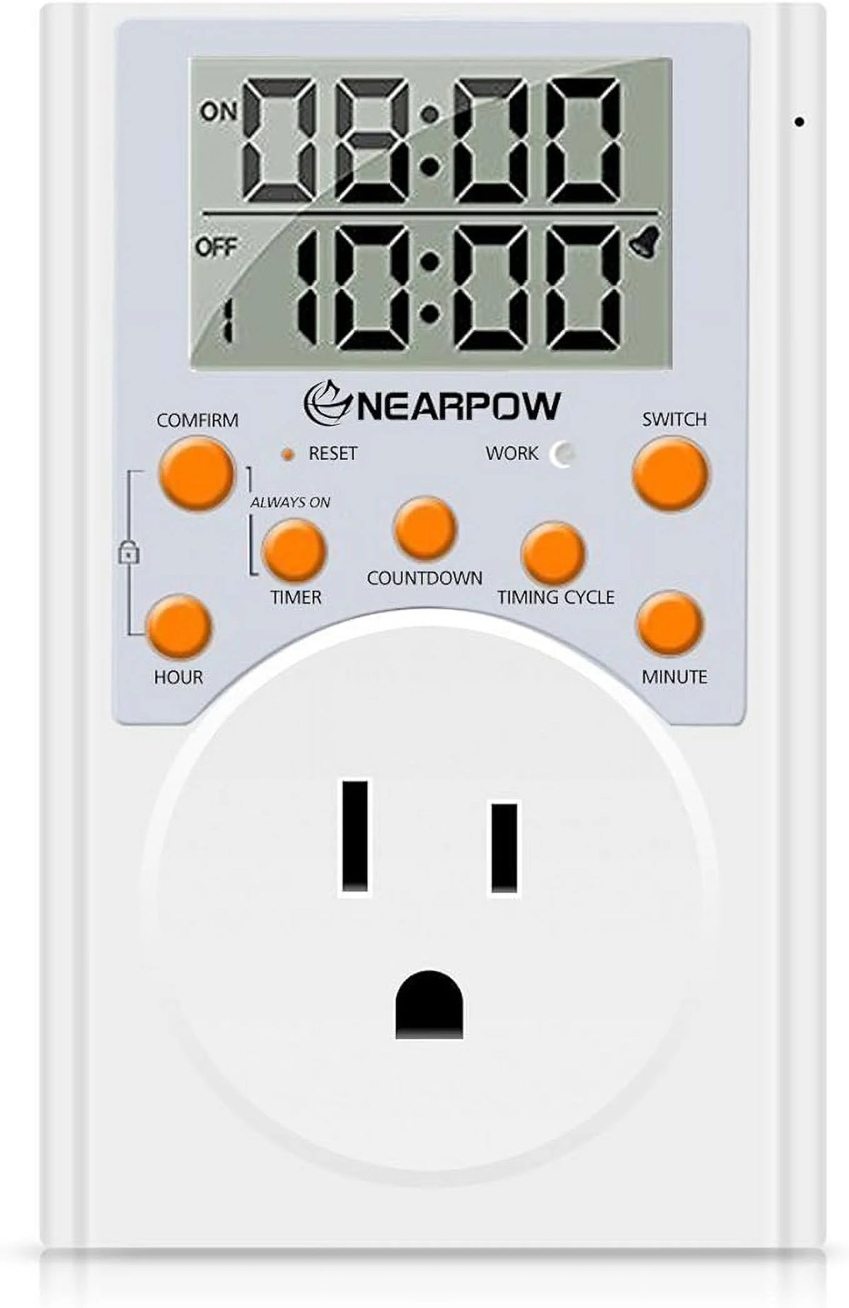 Programmable Digital Timer Switch with 3-Prong Outlet, 15A/1800W N6290