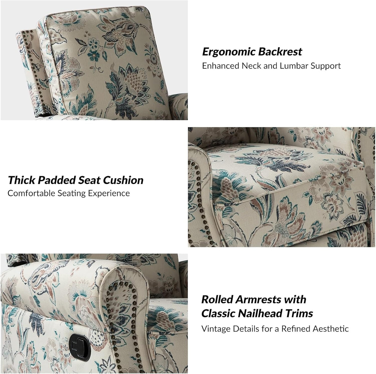 Farmhouse Upholstery Recliner with Rolled Arms Z2913