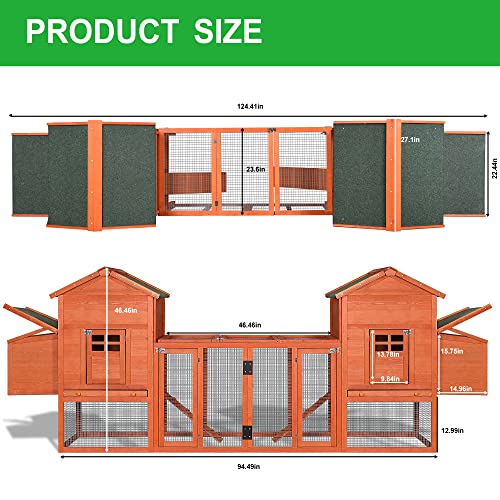 Large Metal Chicken Coop Hexagonal Walk-in Poultry Cage with Anti-UV Cover (13.1 * 8.6ft) B8862