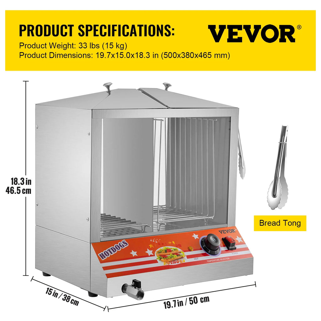 Stainless Steel Electric Hot Dog Warmer with Bun Warmer R257