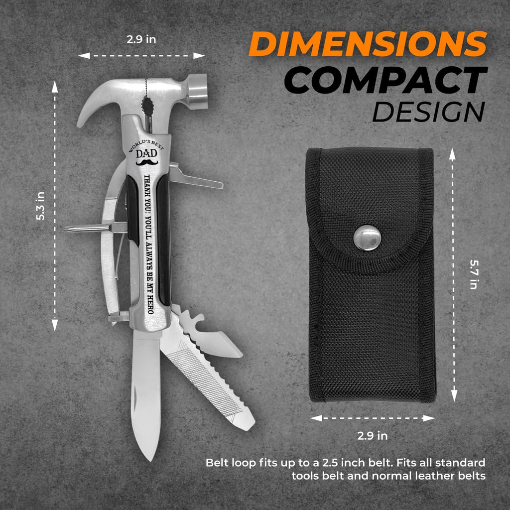 Stainless Steel Hammer Multitool with case and clip Z651