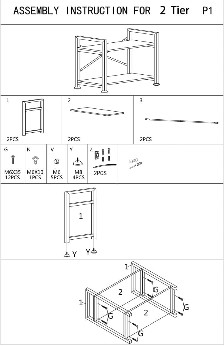 Industrial Style 2 Tier Bookshelf Storage Rack X10465