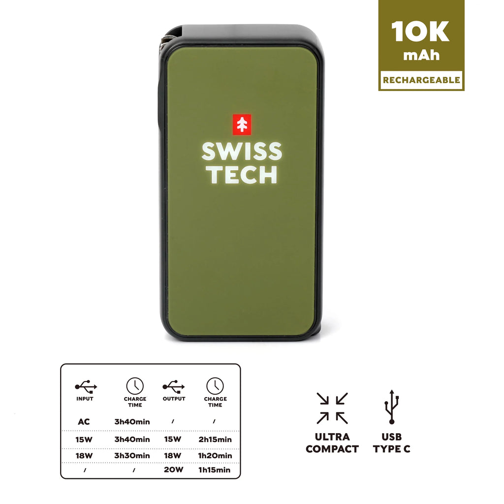 10000 mAh Portable Power Bank with Built-in Charging Cord X156