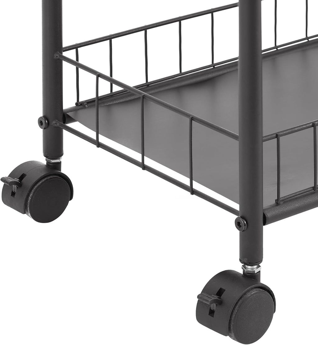 Black 6 Tier Metal Wire Rolling Storage Cart with Wheels T663