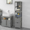 White Floor Standing Bathroom Storage Cabinet with Shelves and Door X954344
