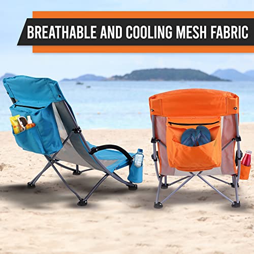 Set of 2 Orange Beach Chair with Cooler and Carry Bag P4796