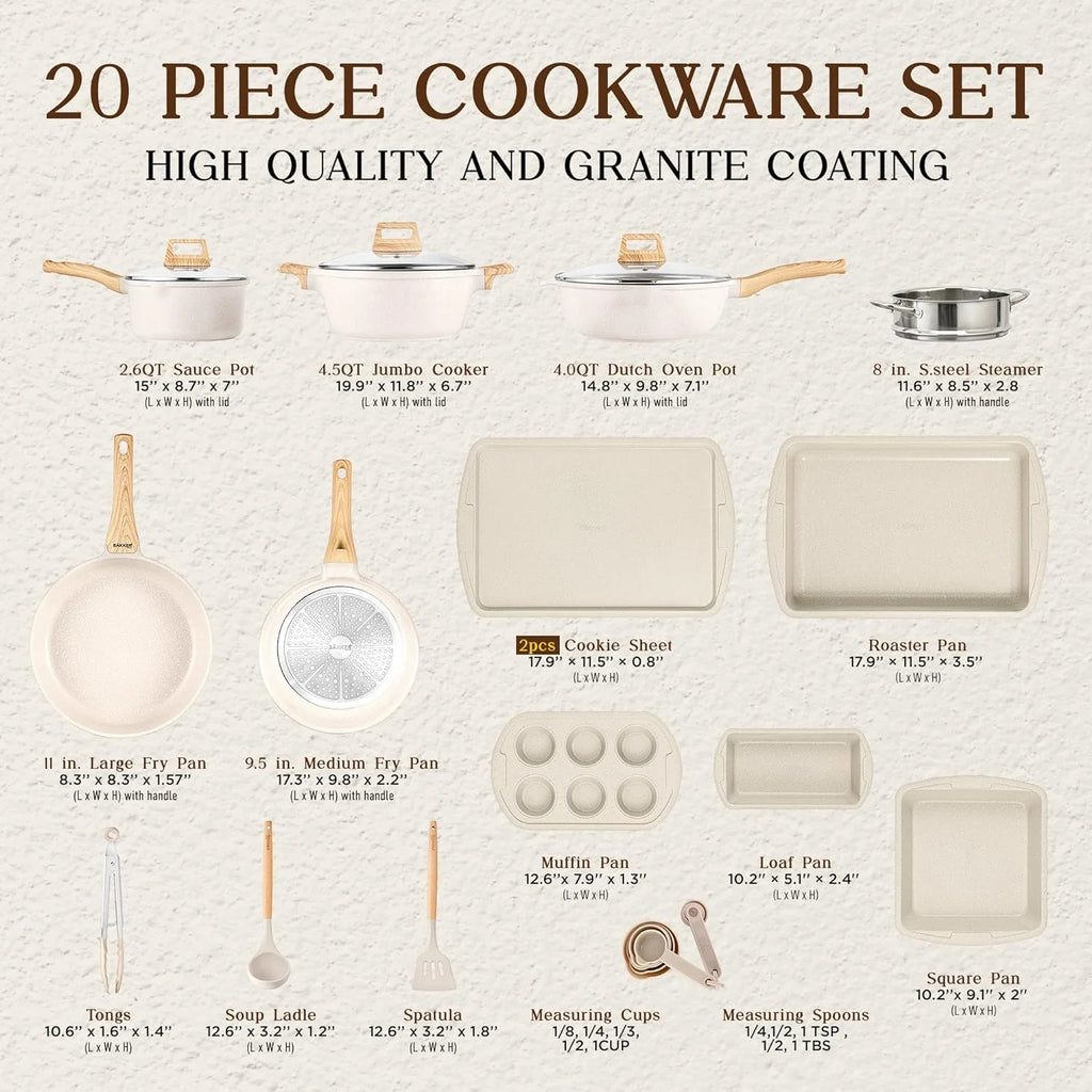 20-Piece Granite Non-Stick Kitchen Cookware Set C640