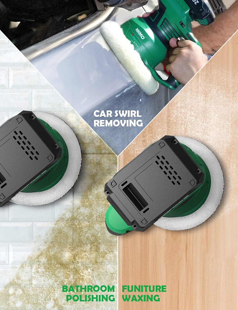 20V 7Inch Cordless Random Orbital Polisher with 6 Pads Z909