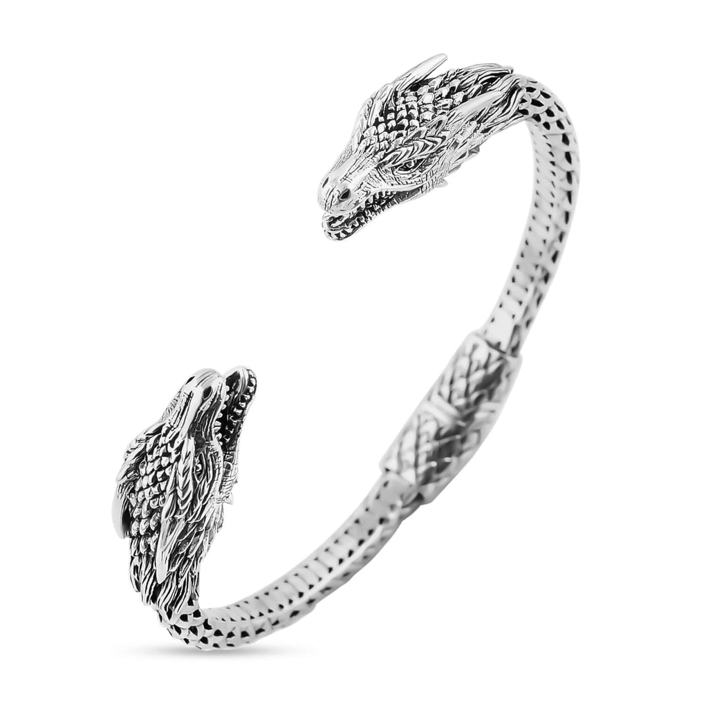 925 Sterling Silver Dragon Cuff Bangle Bracelet Size 7" 44 Grams U429