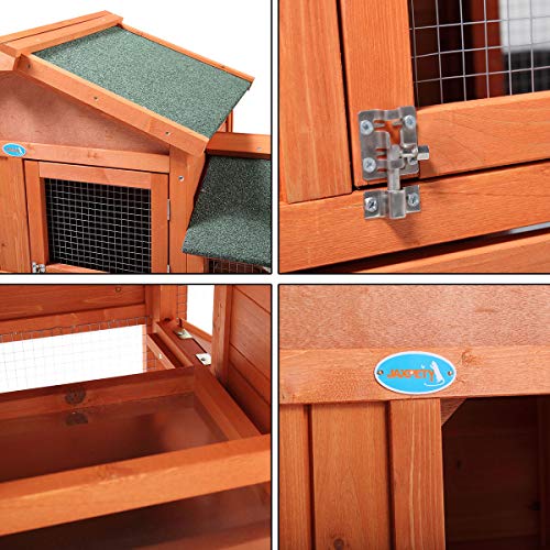 Orange Wooden Rabbit Hutch with Removable Tray & Ramp E8624