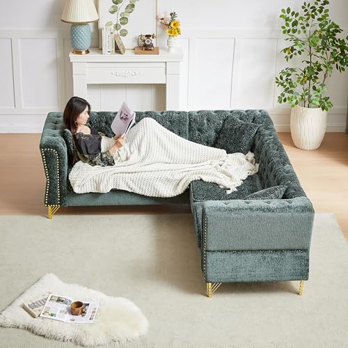 81.5" Chenille L-Shaped 5-Seater Sectional Sofa with 3 Cushions (Gray) G254546
