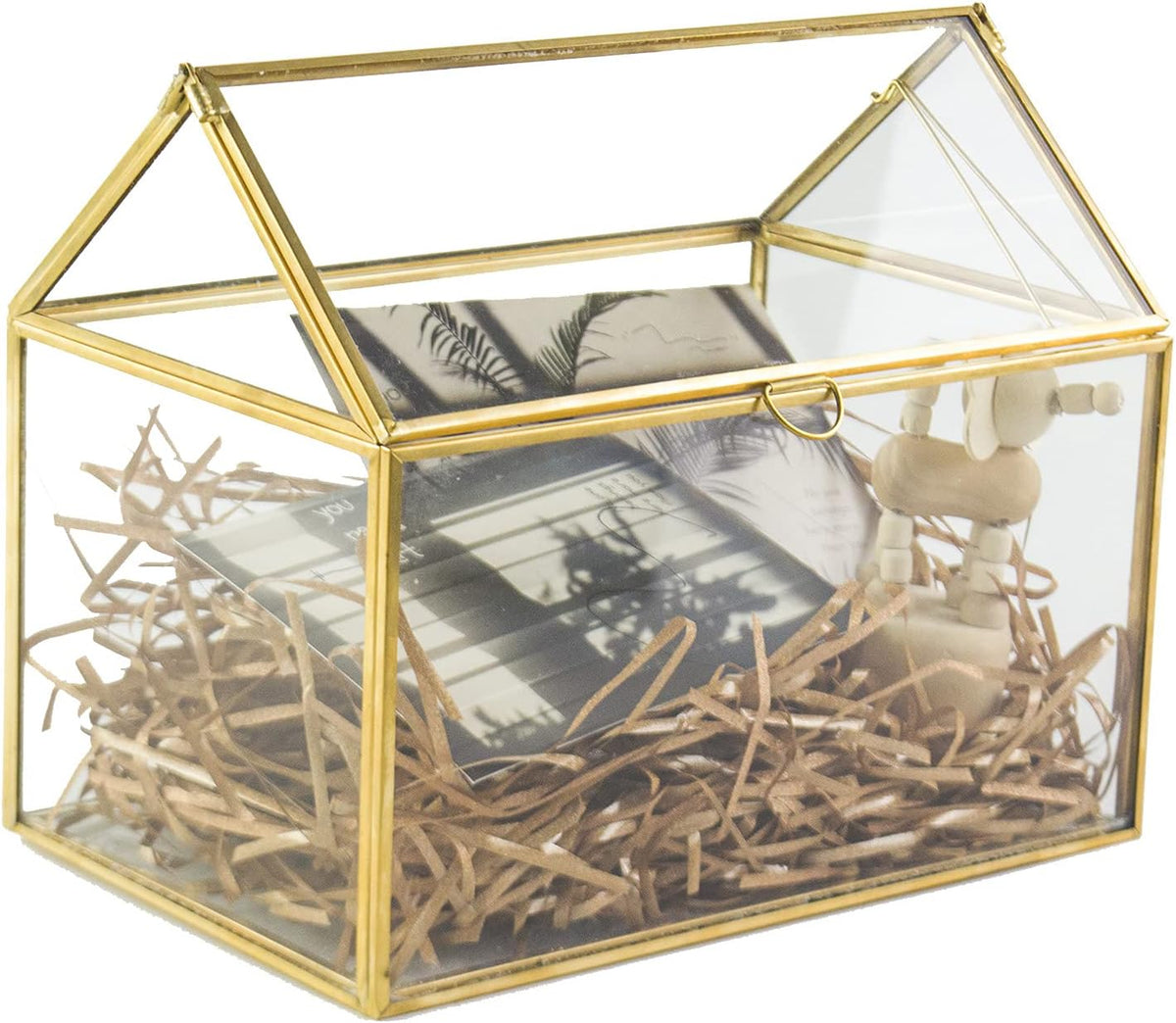 Gold Glass Card Box with Lid B70458