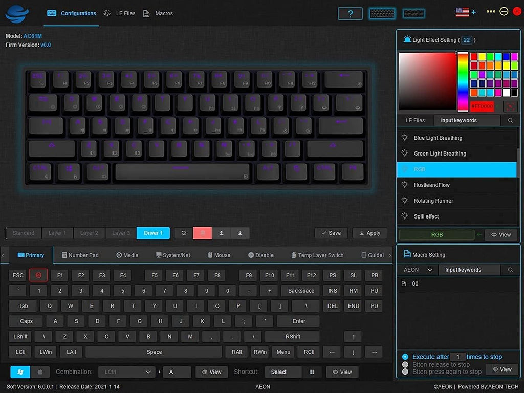 61 Keys Hot Swappable RGB Mechanical Gaming Keyboard C15363