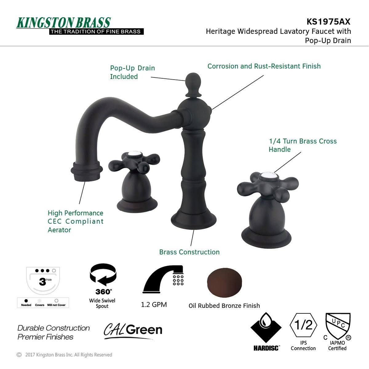 Oil Rubbed Bronze Widespread Lavatory Faucet S532