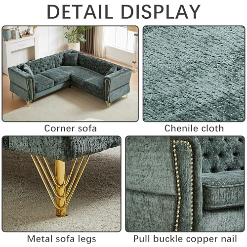 81.5" Chenille L-Shaped 5-Seater Sectional Sofa with 3 Cushions (Gray) G254546