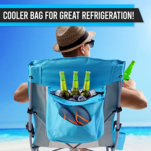 Set of 2 Orange Beach Chair with Cooler and Carry Bag P4796