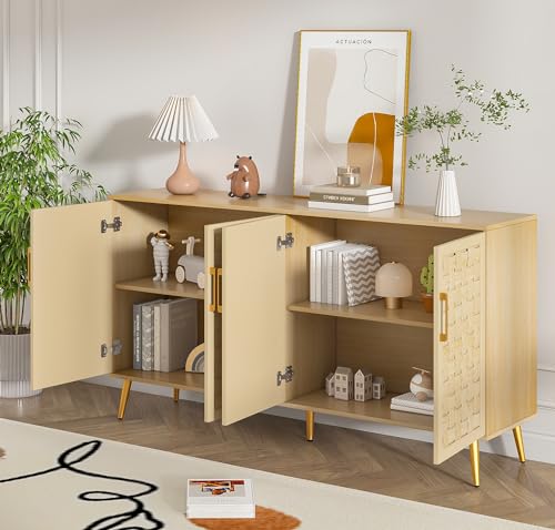 Natural Rattan Storage Cabinet with Metal Legs J512