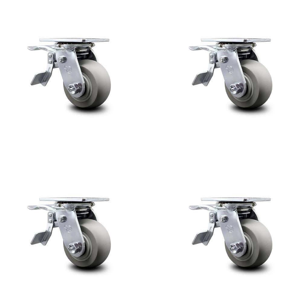 Thermoplastic Rubber Swivel Caster Set 4 E597