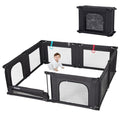 Black Adjustable Large Baby Playpen with Breathable Mesh G8968