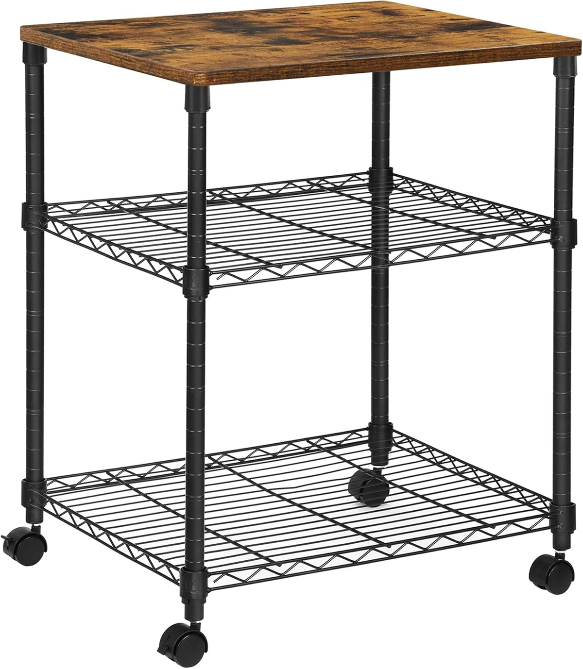 3-Tier Metal Printer Cart with Wheels, Black D11208