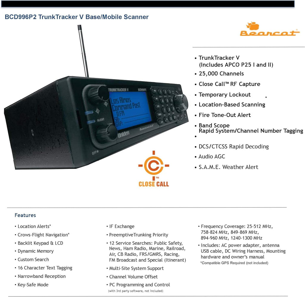 Digital Mobile TrunkTracker V Scanner X42389