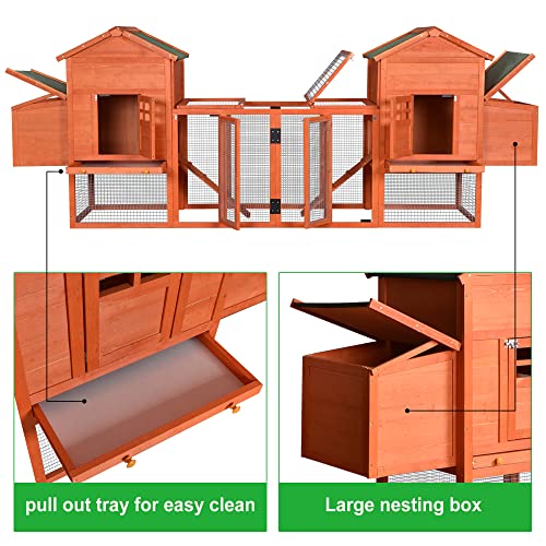 Large Metal Chicken Coop Hexagonal Walk-in Poultry Cage with Anti-UV Cover (13.1 * 8.6ft) B8862