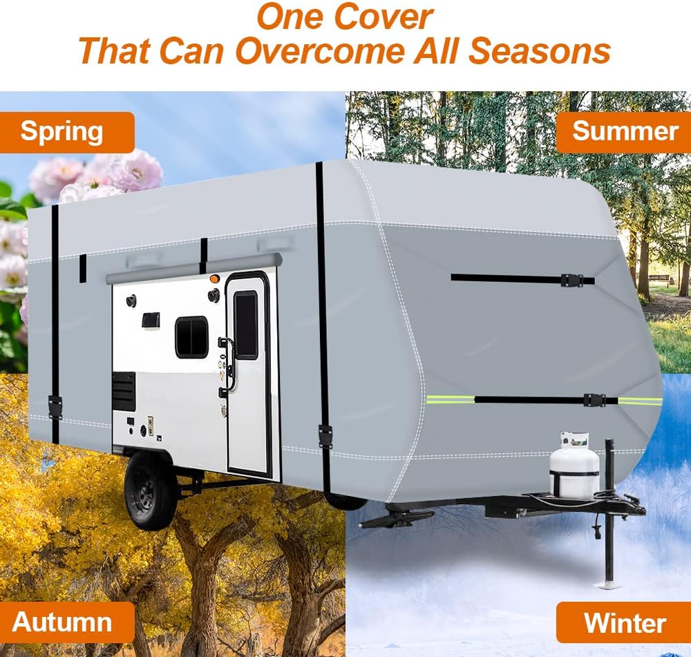 Waterproof Oxford Travel Trailer RV Cover with Tire Cover D140674