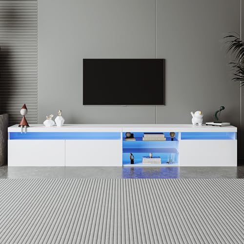 Black TV Stand with LED Lights and Storage R28169