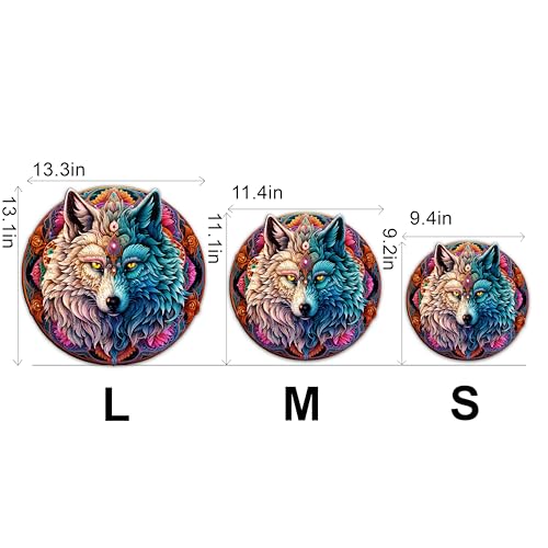 Mandala Yin Yang Wolf Wooden Puzzle (190pcs, 11.4"x11.1") U148291