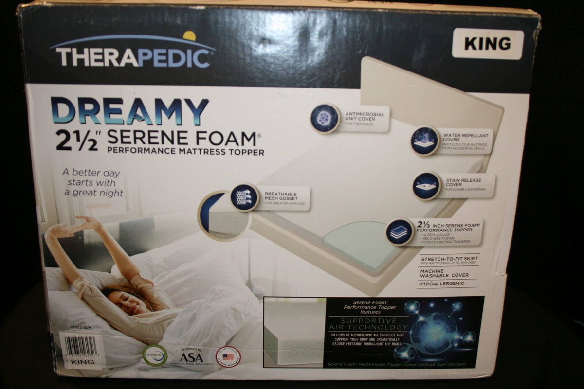 2.5-inch Serene Foam Mattress Topper, King, White D399288