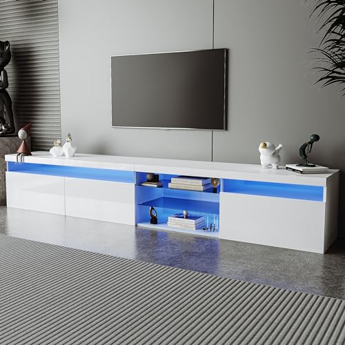 Black TV Stand with LED Lights and Storage R28169