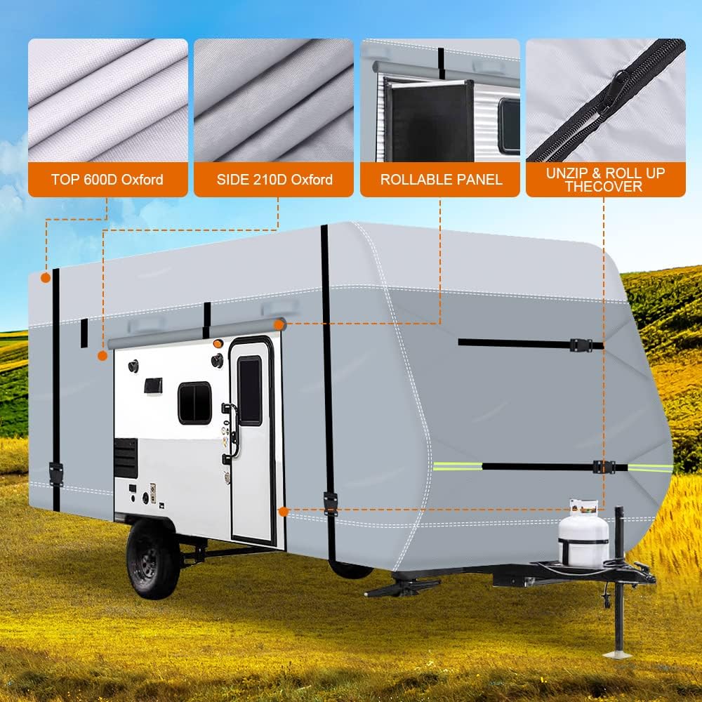 Waterproof Oxford Travel Trailer RV Cover with Tire Cover D140674